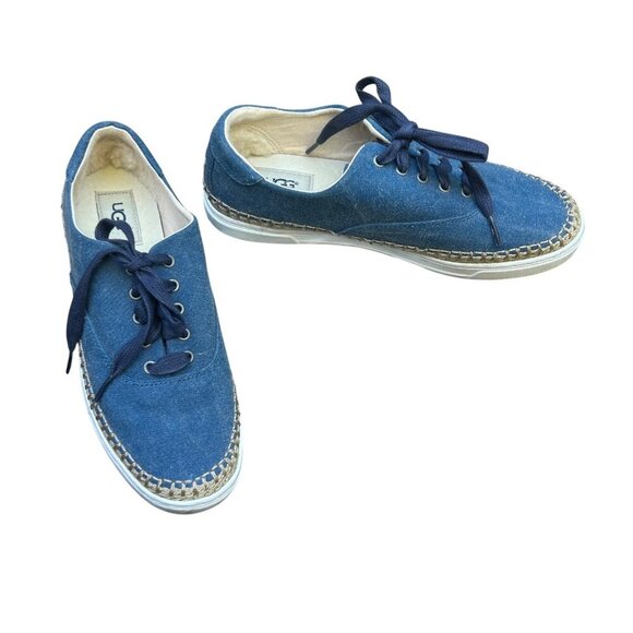 UGG Eyan II Denim Blue Canvas Espadrille Lace Up Casual Sneakers Size 9 - Picture 1 of 11